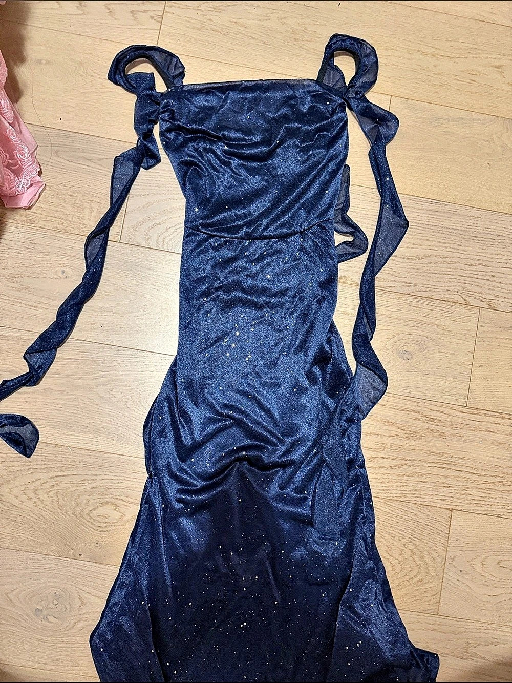 Glittery fancy Blue Ruched Maxi Dress